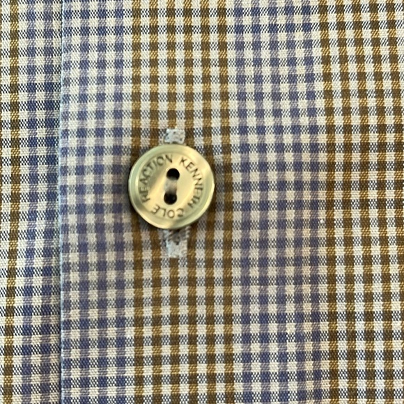 Kenneth Cole Reaction Button Down Dress Shirt Purple Brown Size 17 Regular Fit - Picture 10 of 11
